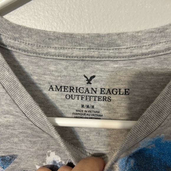American Eagle Outfitters Gray Tee with Blue Accents - Picture 2 of 3